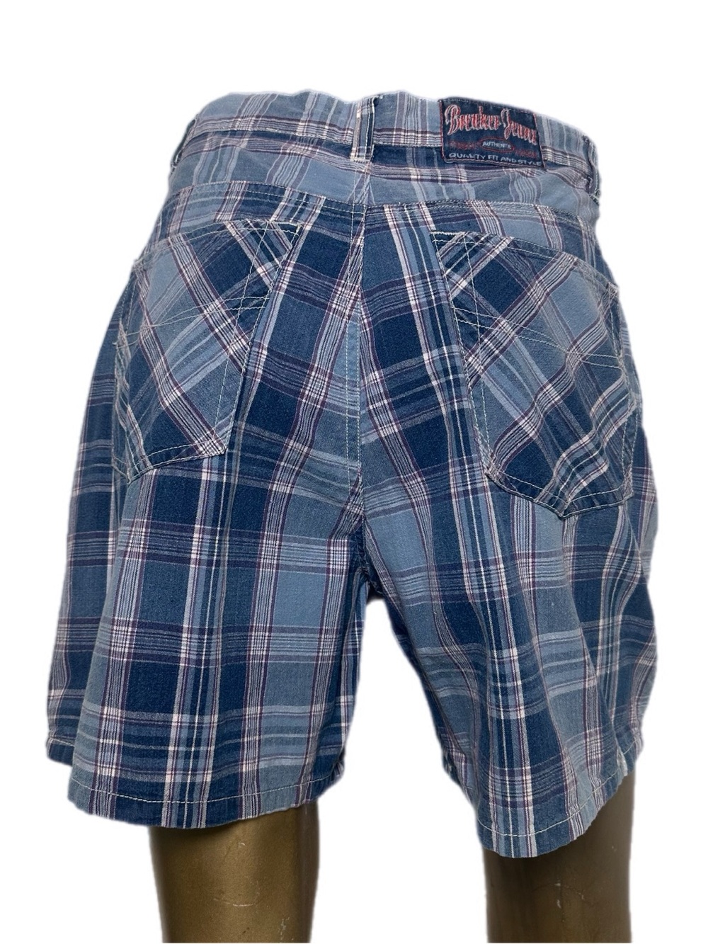 Y2K Breaker Jeans Plaid Shorts Juniors 11 Blue Purple Cotton Low Rise Shorts - Picture 2 of 6
